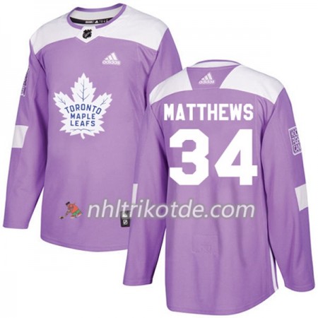 Toronto Maple Leafs Trikot Auston Matthews 34 Adidas 2017-2018 Lila Fights Cancer Practice Authentic - Herren